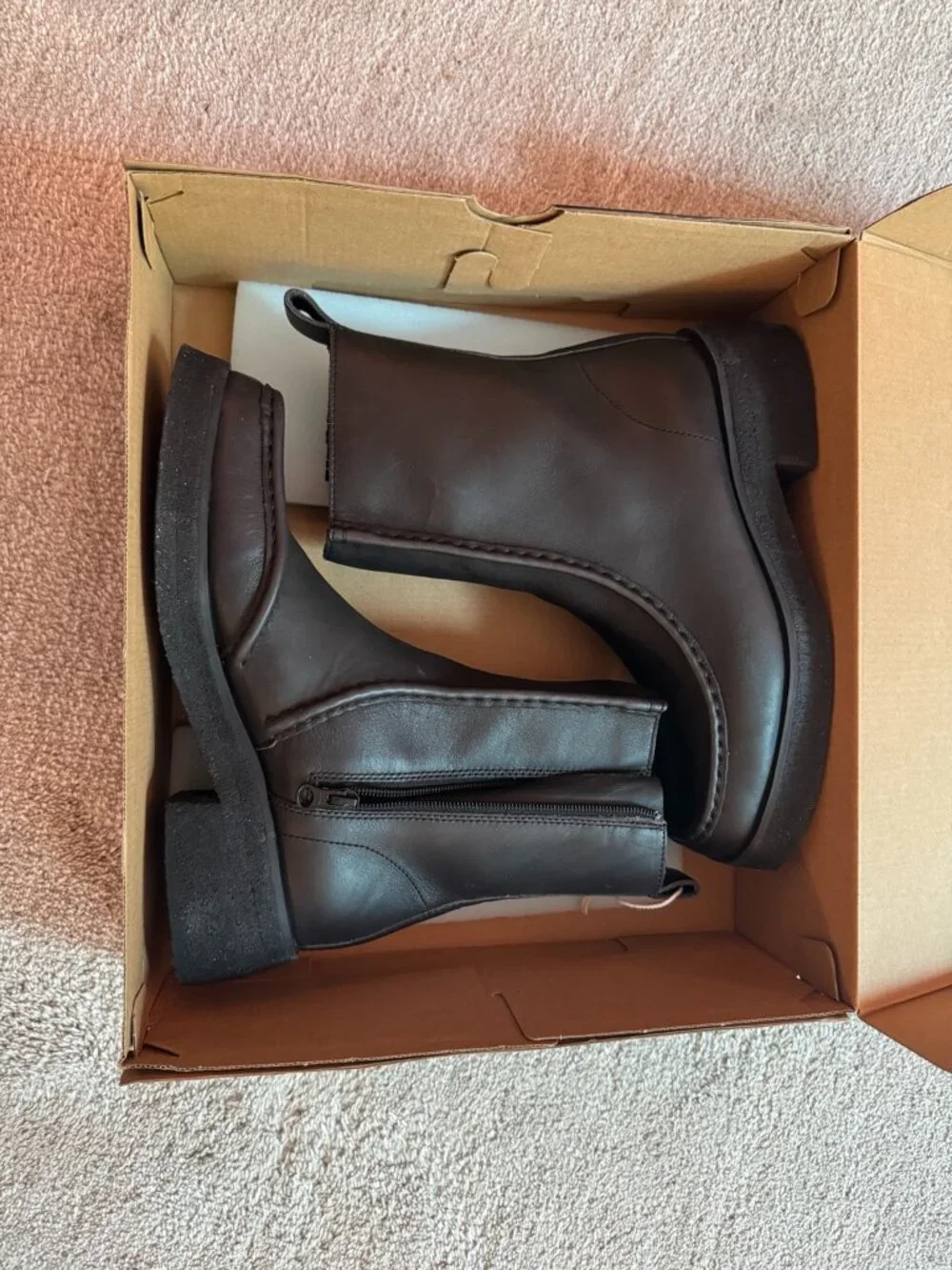NWT CLARKS EFFERY ZIP BOOTS — BLACK LEATHER — SIZE 9.5